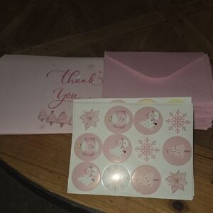 Pink Thank You Cards with Envelopes and Stickers
